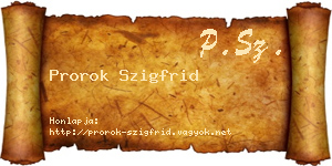 Prorok Szigfrid névjegykártya